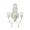 LITTON LANE Distressed White 2-Light Candle Sconce