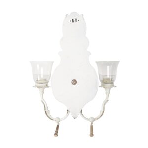 LITTON LANE Distressed White 2-Light Candle Sconce