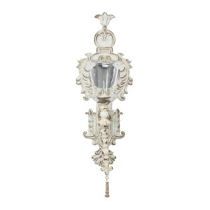 LITTON LANE Distressed White Ornate Candle Sconce