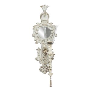 LITTON LANE Distressed White Ornate Candle Sconce