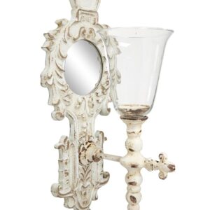 LITTON LANE Distressed White Ornate Candle Sconce