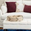 LITTON LANE White Seagrass and Polyethylene Decorative Wicker Trays with Black Accents (Set of 3)