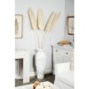LITTON LANE Textural Tall White Large Floor Decorative Vase with Coral Nautical Decor