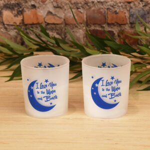 LUMABASE Battery Operated LED Candles - I Love You to the Moon and Back (Set of 2)