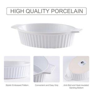MALACASA 2-Piece White Oval Porcelain Bakeware Set 12.75 in. and 14.5 in. Baking Dish