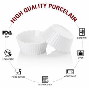 MALACASA 2.75 in. White Porcelain Ramekins Souffle Dishes Serving Bowls (Set of 16)