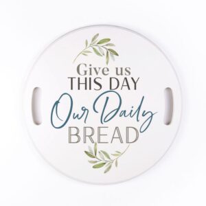 P Graham Dunn White Give Us This Day Decorative Wood Tray
