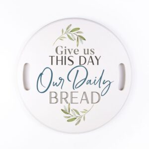 P Graham Dunn White Give Us This Day Decorative Wood Tray
