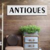 Pinnacle 10 in. x 36 in. Rustic Antiques White Metal Wall Sign