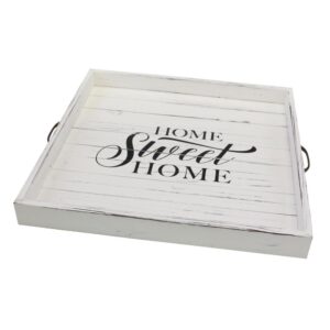 Stonebriar Collection White Wooden Decorative Tray