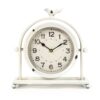 Zentique Vintage White Metal Hinged Bird Table Clock