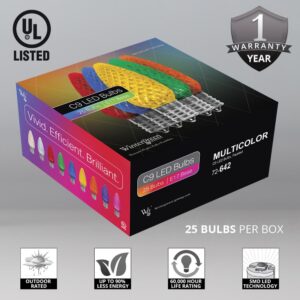 Wintergreen Lighting OptiCore C9 LED Multi-Color Faceted Christmas Light Bulbs (25-Pack)