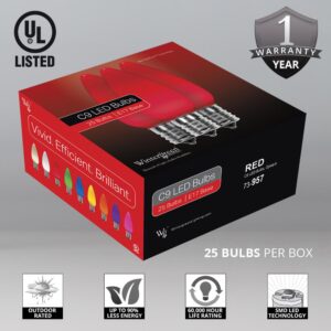Wintergreen Lighting OptiCore C9 LED Red Smooth/Opaque Christmas Light Bulbs (25-Pack)