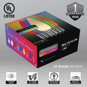 Wintergreen Lighting OptiCore C9 LED Multi-Color Smooth/Opaque Christmas Light Bulbs (25-Pack)