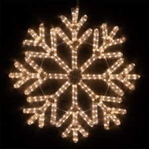 Wintergreen Lighting 24 in. 380-Light LED Warm White 40 Point Hanging Snowflake Decor