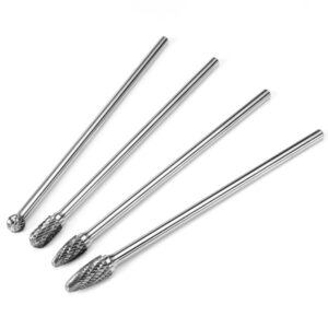 XtremepowerUS 6 in. L Reach Double Cut Carbide Rotary Burr Bits Set (4-Piece)